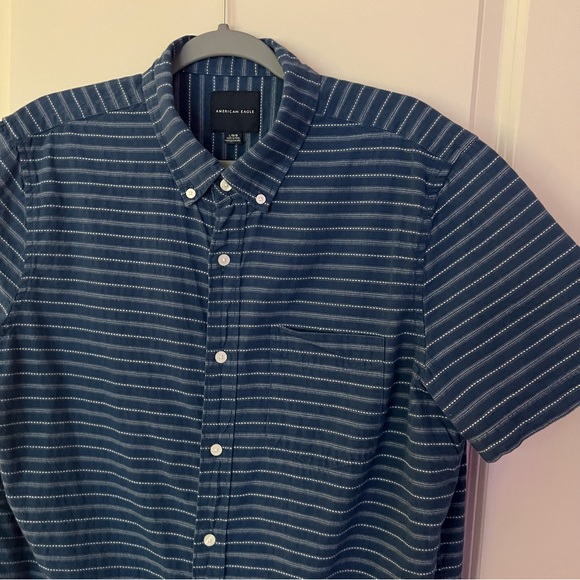 American Eagle Outfitters short sleeved striped button down shirt | size large - Picture 6 of 10